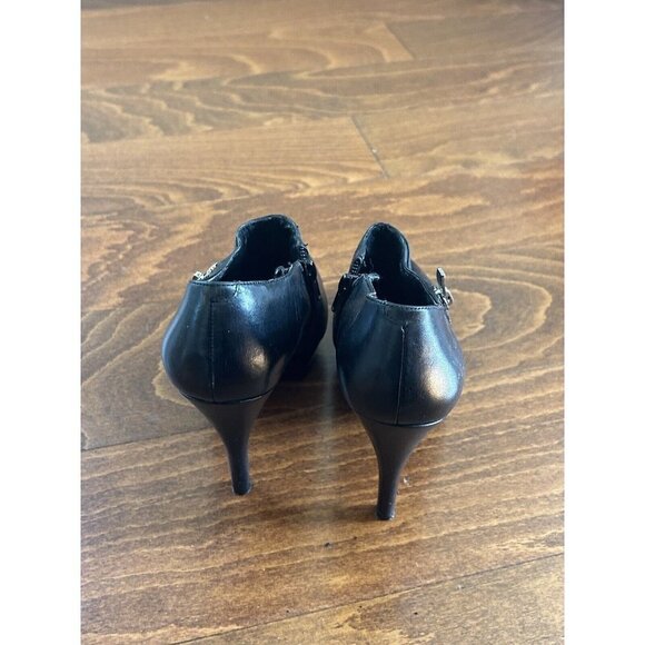 Marc Fisher  Black Leather Pointed Toe Heeled Ankle Boots Zip Size 5.5  M - Picture 7 of 8